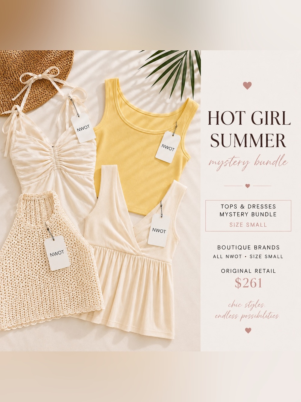 Mystery Bundle NWOT Boutique Summer Tank Tops & 1 Dress